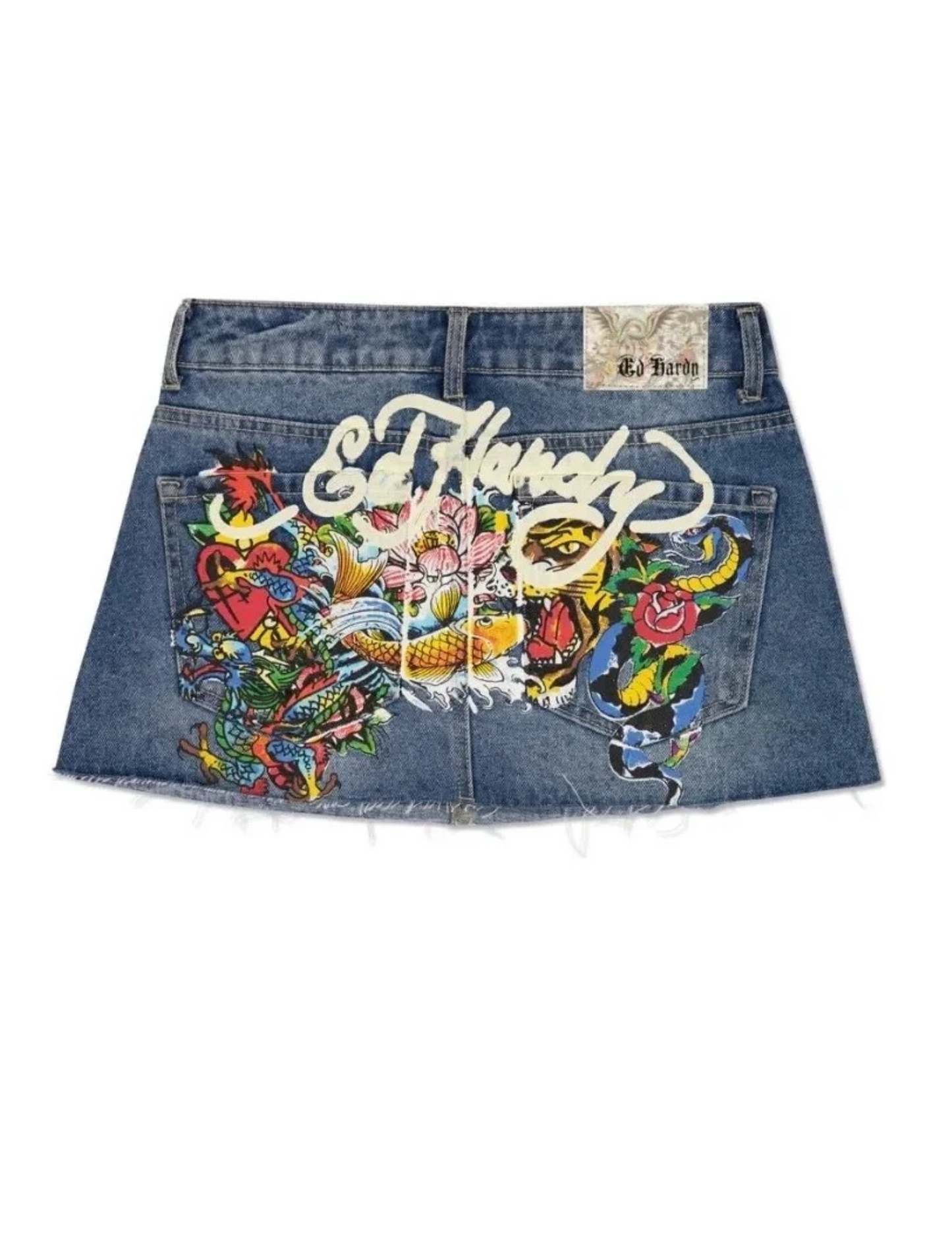 Hip Hop Letter Print Vintage Blue Denim Skirt